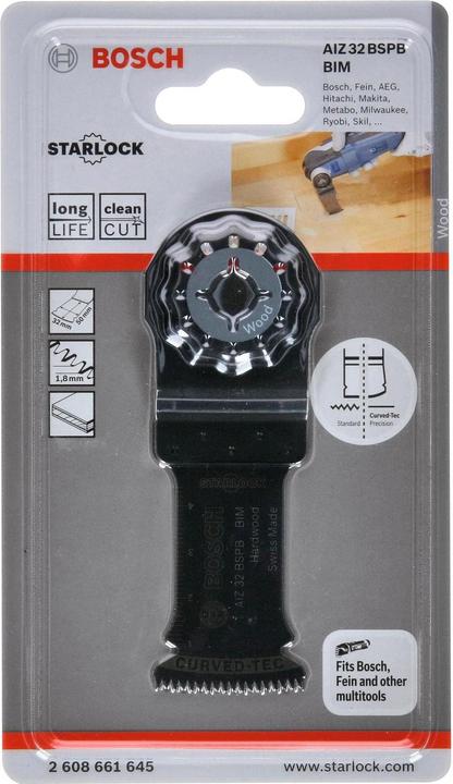 Immagine prodotto Bosch Professional Zubehör Lama per taglio a tuffo BIM AIZ 32 BSPB, legno duro, 50 x 32 mm, confezione da 1