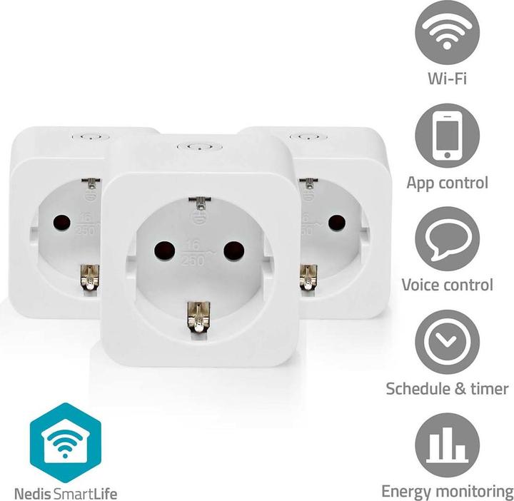 Actual product image Nedis SmartLife Smart Plug | Wi-Fi | Power Meter | 3680 W | Type F (CEE 7/7) | 0 - 55 °C | On