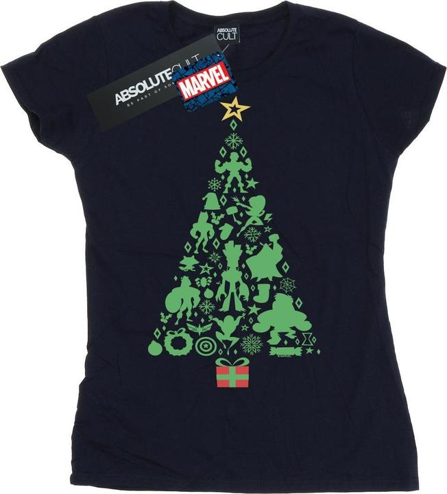 Actual product image Womens/Ladies Avengers Christmas Tree Cotton T-Shirt (M)