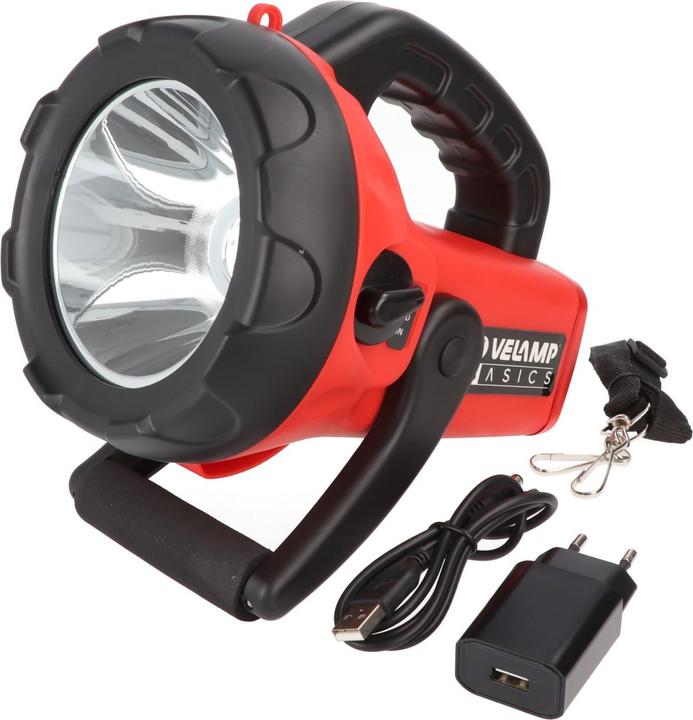 Produktbild Velamp Wiederaufladbarer 10W LED-Strahler mit rotem Blinklicht (800 lm)
