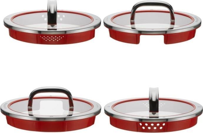 Produktbild WMF Topfdeckel 20cm Glasdeckel Function 4 Silikon Glas Edelstahl rot (20 cm, Metall)