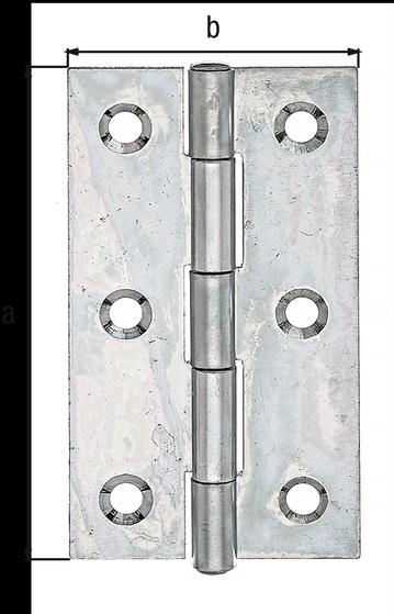 Image du produit Alberts Charnière étroite avec tige rivetée en laiton, 82 x 44 mm, zingué jaune galvanisé
