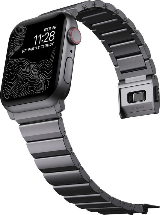Produktbild Nomad Armband Aluminium Apple Watch Gray (21.5 mm, grade N52 magnet, Edelstahl 316, Aluminium)