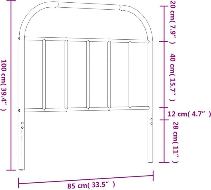Image du produit VidaXL Kopfteil Metall Weiss 80 cm, Farbe: Weiss (85 x 3 x 100 cm)