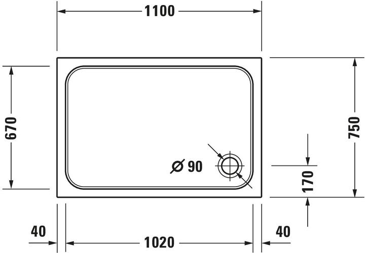 Produktbild Duravit Rechteck-Duschwanne D-CODE mit Antislip, weiss 1100x750x85mm