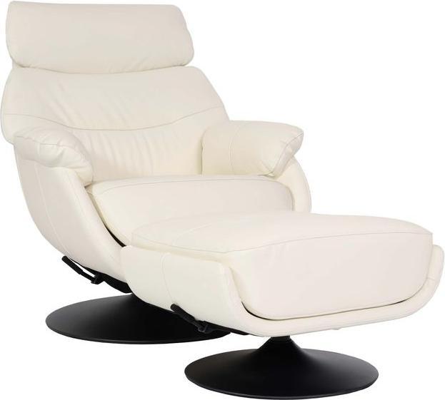 Mendler Relaxsessel mit Hocker HWC-K99, Fernsehsessel, Wippfunktion drehbar, Metall Echtleder/Kunstleder, cr