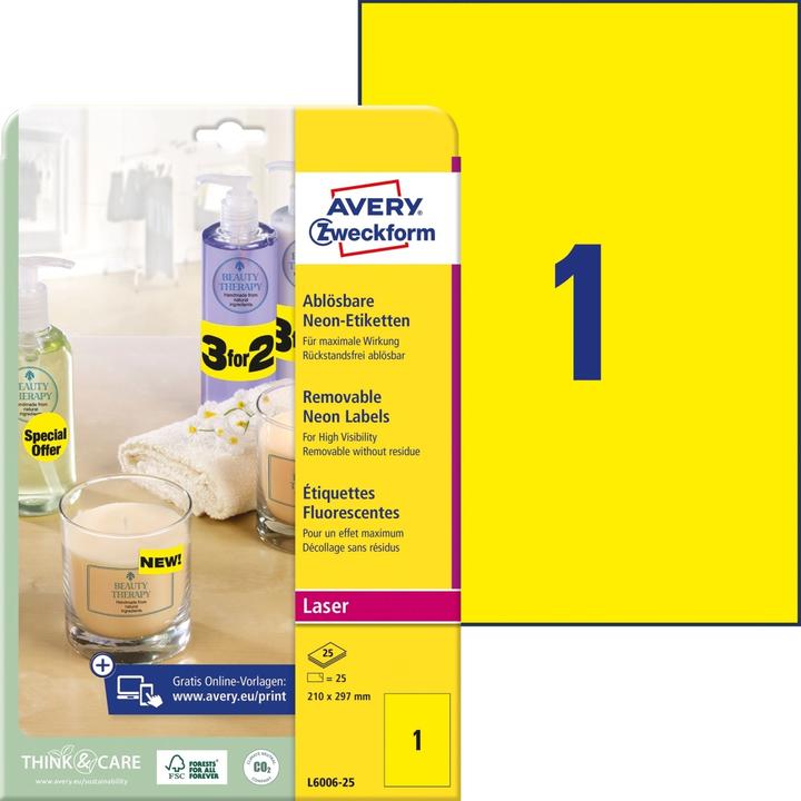 Actual product image Avery Labels in special colours