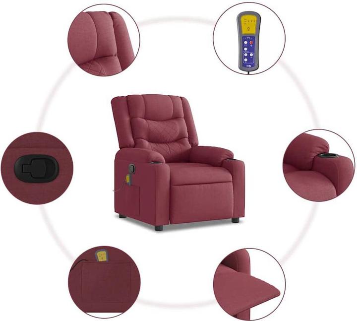 Produktbild VidaXL Massagesessel Weinrot Stoff