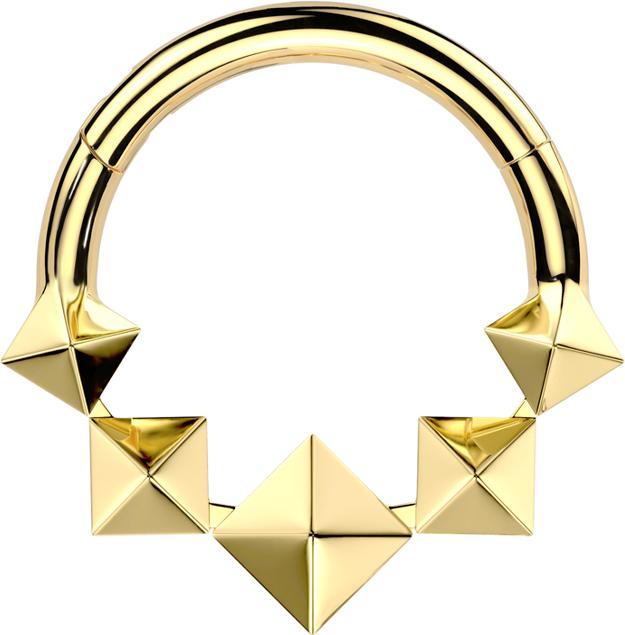 Star Piercing Micro Segmentring klappbar vergoldet fünf 3D Diamanten (ohne Messing, Titan G23)