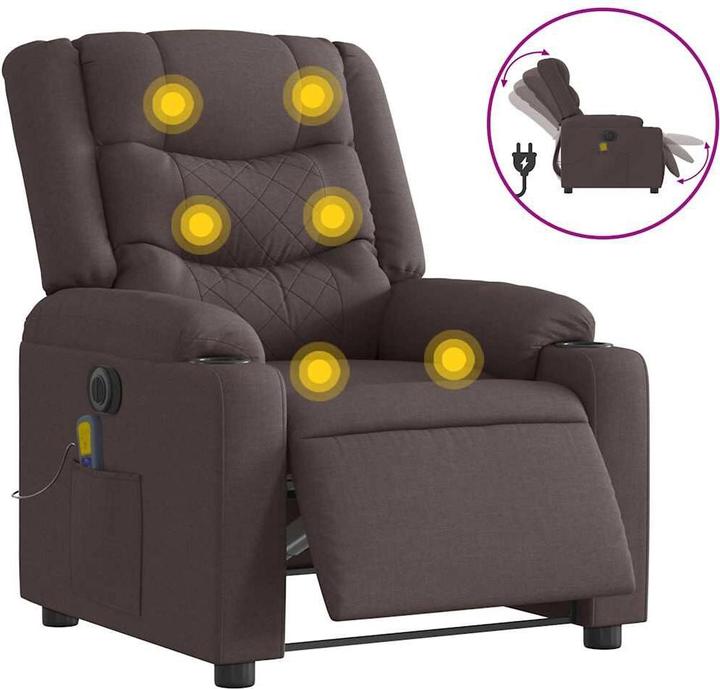 Actual product image VidaXL Massage chair electric dark brown fabric