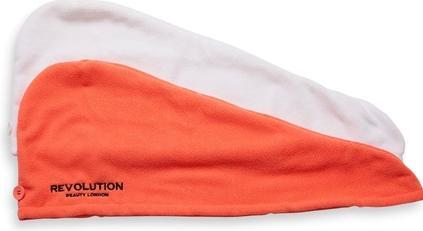 Makeup Revolution Elastic hair turban (Microfibre Hair Wrap) - Variant: Coral/White
