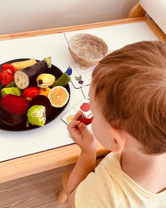 Immagine prodotto Activity Board Puzzle di frutta e verdura in legno, puzzle da 2 pezzi, materiale didattico, schede per la scuola (20 pezzi)