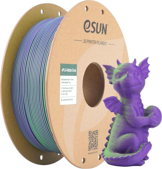 Produktbild eSUN PLA MATTE DUAL 1,75mm GREEN PURPLE 1kg (PLA, 1.75 mm, 1000 g, Mehrfarbig)