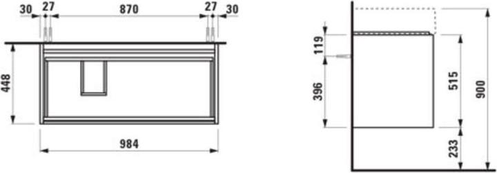 Produktbild Laufen Lani für Living City Waschtischunterbau, 2 Schubladen, 985x450x515mm, zu H818432, H404132112