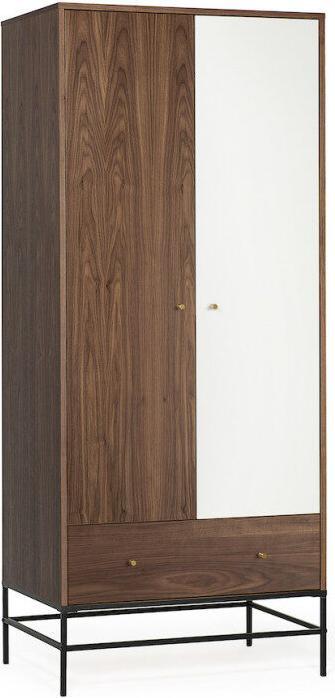 Mr.Wood Garderobenschrank Flora Nussbaum 190 x 80 cm (80 x 55 x 190 cm)