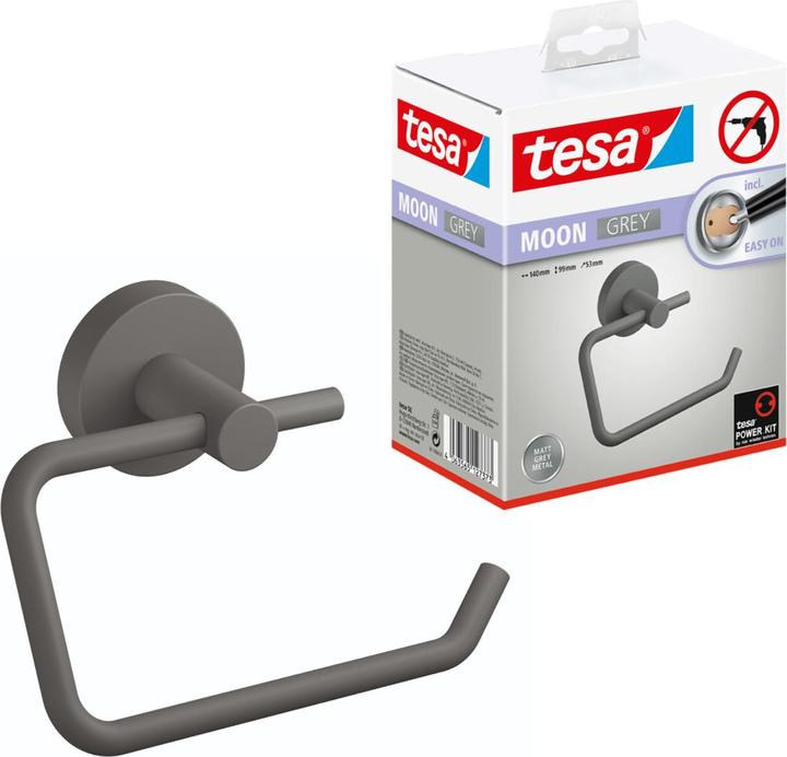 Produktbild tesa MOON GREY Toilettenrollenhalter inkl. Klebelösung ohne Bohren