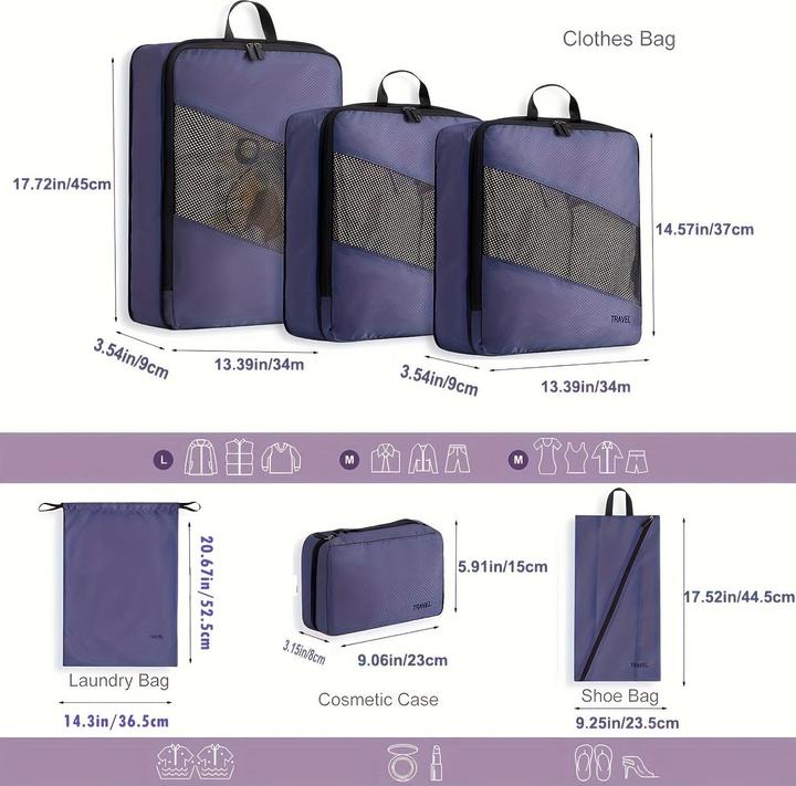Actual product image Only-Bags.Store 6 compression packing cubes for suitcases, expandable storage bags for travelling items