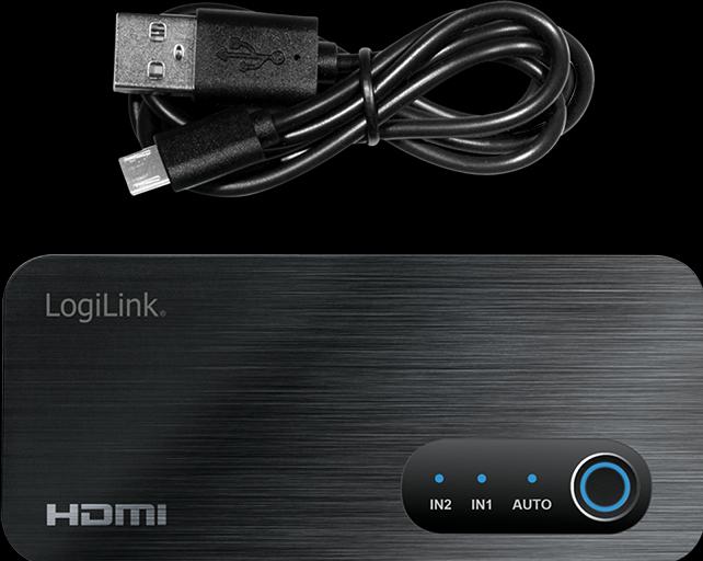 Actual product image LogiLink HDMI switch, 2x1 port, 8K/60 Hz, HDCP, HDR, VRR, CEC