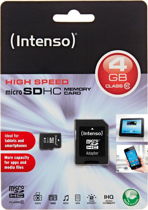 Image du produit Intenso microSD Class 10 (4 Go, microSDHC, U1)