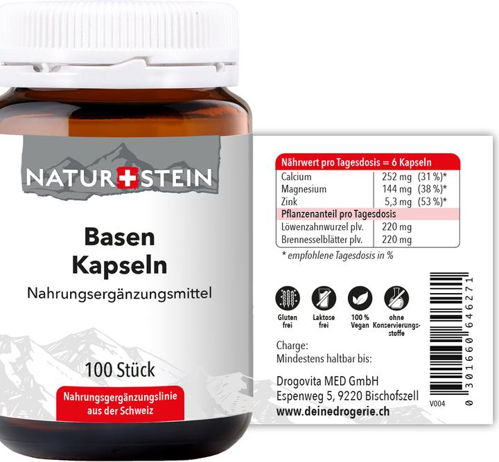 Nutritional values and ingredients Naturstein Bases (100 Piece, Capsules, 181 g)
