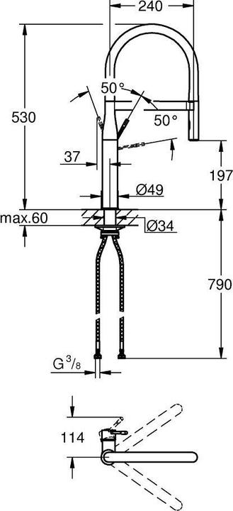 Produktbild Grohe Küchenarmatur mit flexiblen Auslauf Essence hard graphite gebürstet 30294