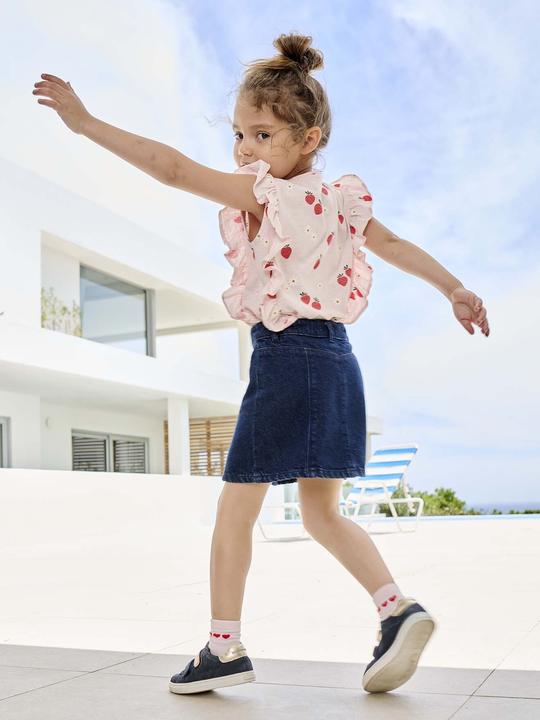 Vertbaudet Mädchen T-Shirt mit Volants und Erdbeeren