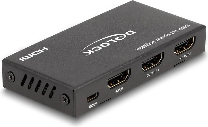 Actual product image Delock HDMI splitter 1 x HDMI in to 2 x HDMI out 4K 60 Hz wi