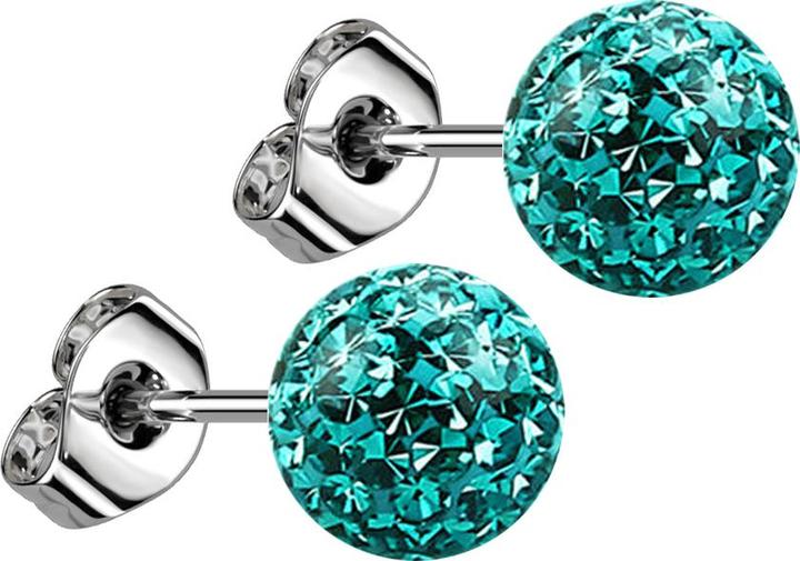 Image du produit Star Piercing clou d'oreille argent avec boule de cristal turquoise époxy de protection (Acier chirurgical 316L, sans laiton)