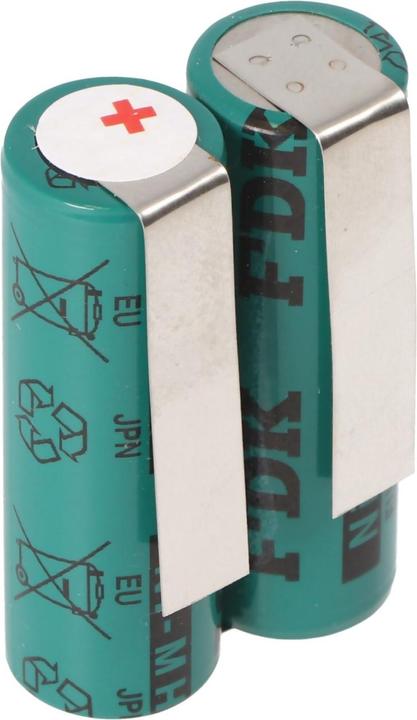 Actual product image Panasonic Battery 2HHR120 for shaver 2.4 volt, with soldering tabs for self-conversion, new: orange instead (1 pcs., 4/5 AA, 1200 mAh)