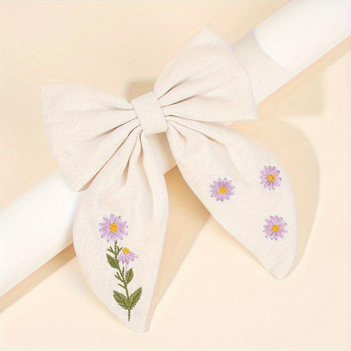Activity Board 1pc niedliche Blume Stickerei Schleife Haarspange, gemischte Farbe, Polyester, Mode (1 Stk.)