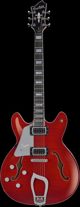 Immagine prodotto Hagstrom Chitarra elettrica, Super Viking, Wild Cherry Transparent Flame, mano sinistra (Chitarra semi acustica)