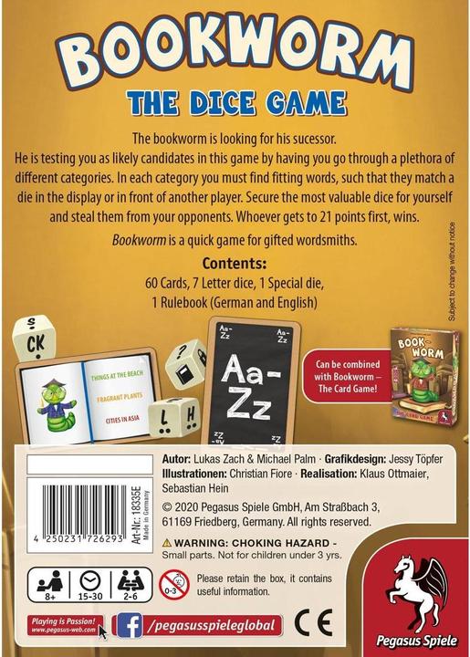 Image du produit Pegasus 18335E - Bookworm - The Dice Game GB (Allemand)