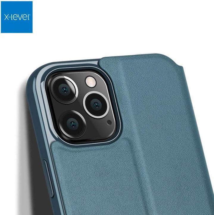Image du produit X-Level iPhone 12 / 12 Pro - FIBColor Flip Etui, Kunstleder, 360° Rundumschutz, Dunkelgrün (Apple iPhone 12 Pro, Apple iPhone 12)