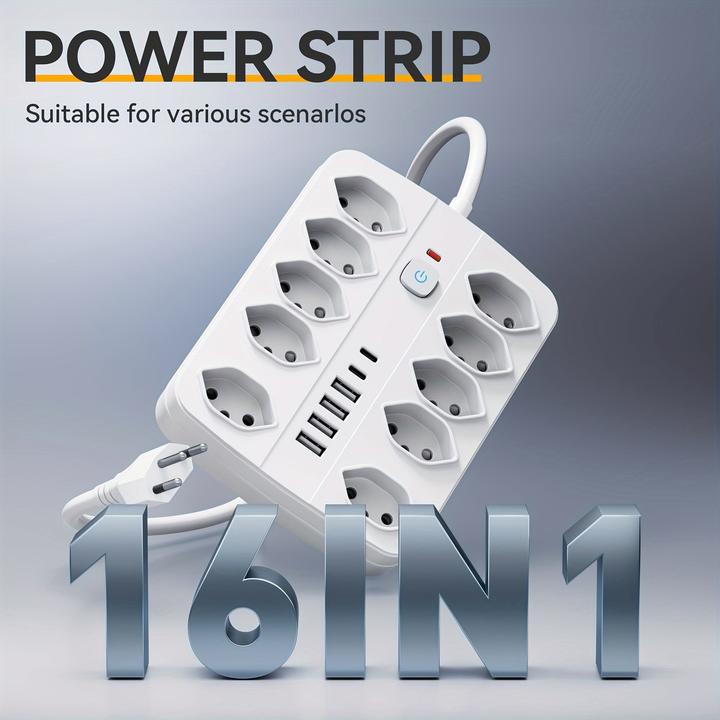 Produktbild PhoneLook 16-in-1 Steckdosenleiste (16 x, USB, Typ 13, 3 m)
