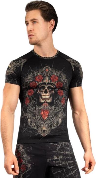 Produktbild Venum Santa Muerte 5.0 Short Sleeve Rashguard Deep Black Gold (L)