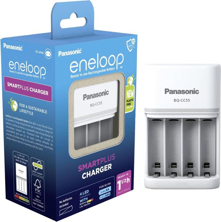 Image du produit Panasonic eneloop Smart & Quick Charger BQ-CC55E (1 pcs, AA, Chargeurs sans batterie)