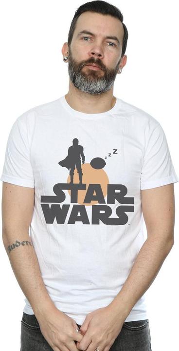 Actual product image Star Wars Mens The Mandalorian Mando And The Child Silhouette T-Shirt (XXL)