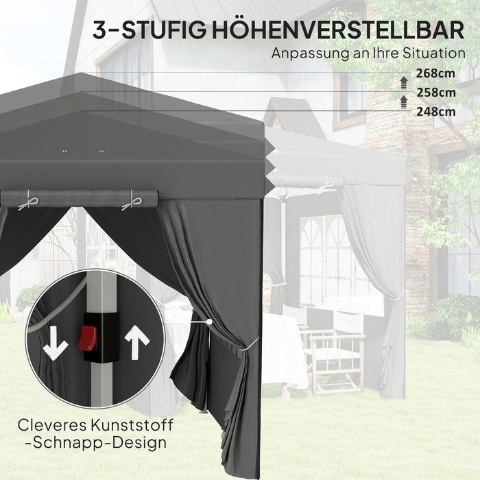 Image du produit Swisshandel24 Faltpavillon 2,5x2,5m, wasserabweisend, mit 4 Seitenteilen, Dunkelgrau (250 cm, 250 cm)
