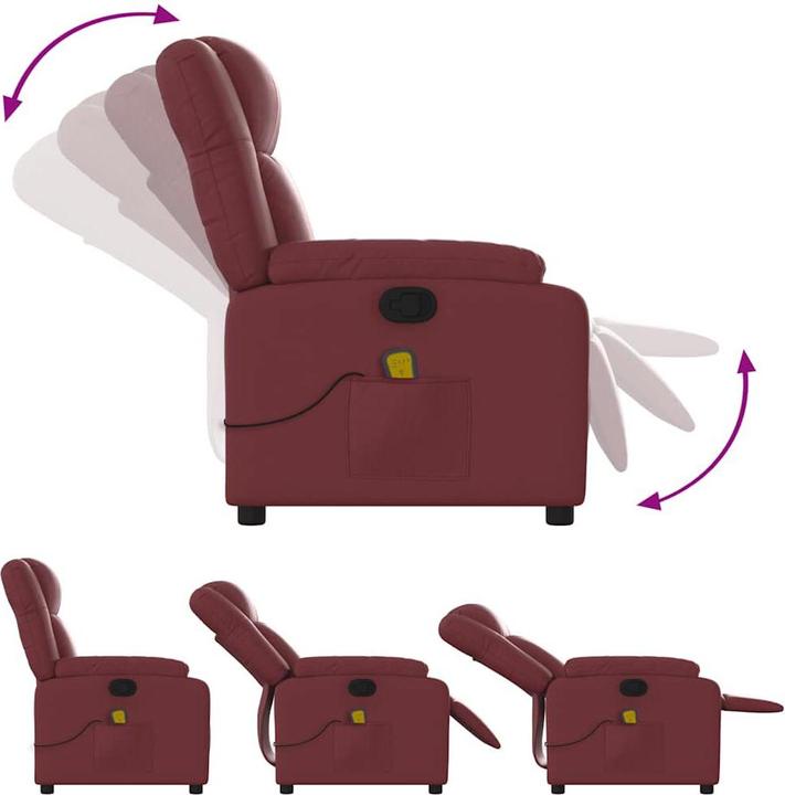 Produktbild VidaXL Massagesessel Weinrot Kunstleder,Farbe: Weinrot,Material