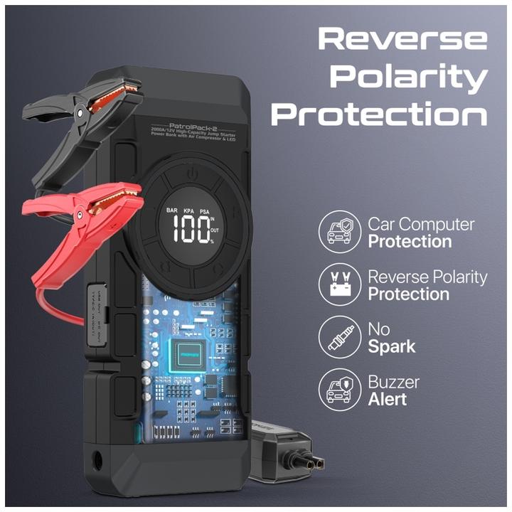 Actual product image ProMate PatrolPack-2 high-performance car jump starter (2000 A, 12000 mAh)