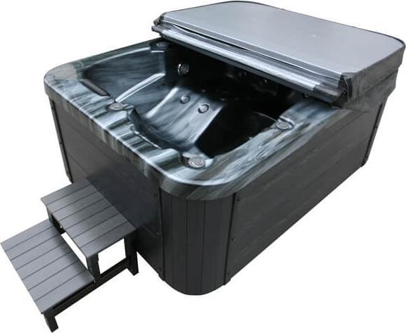 Produktbild Home Deluxe Outdoor Whirlpool BLACK PEARL, 27 Massagedüsen, Beleuchtung, Treppe und Thermoabdeckung, 3 Personen