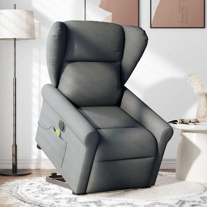 Immagine prodotto VidaXL Poltrona massaggiante elettrica con ausilio per la posizione eretta in tessuto grigio scuro