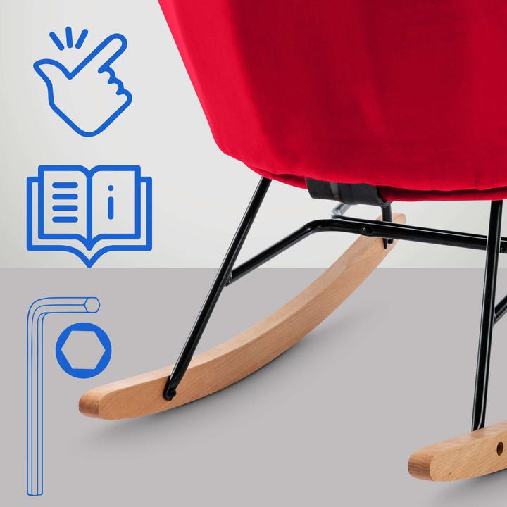 Image du produit CLP fauteuil à bascule Sanka velours, rouge