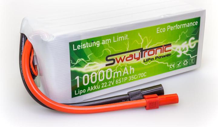 Actual product image Swaytronic LiPo 6S 22.2V 10'000mAh 35C/70C XT150 (22.20 V, 10000 mAh)