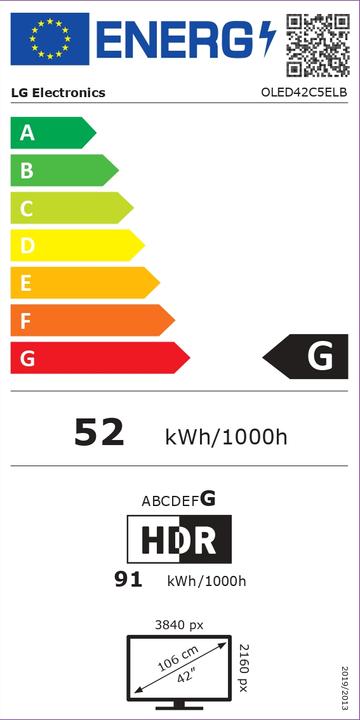 Energie-Label LG OLED42C5ELB (42", OLED, 4K, 2025)
