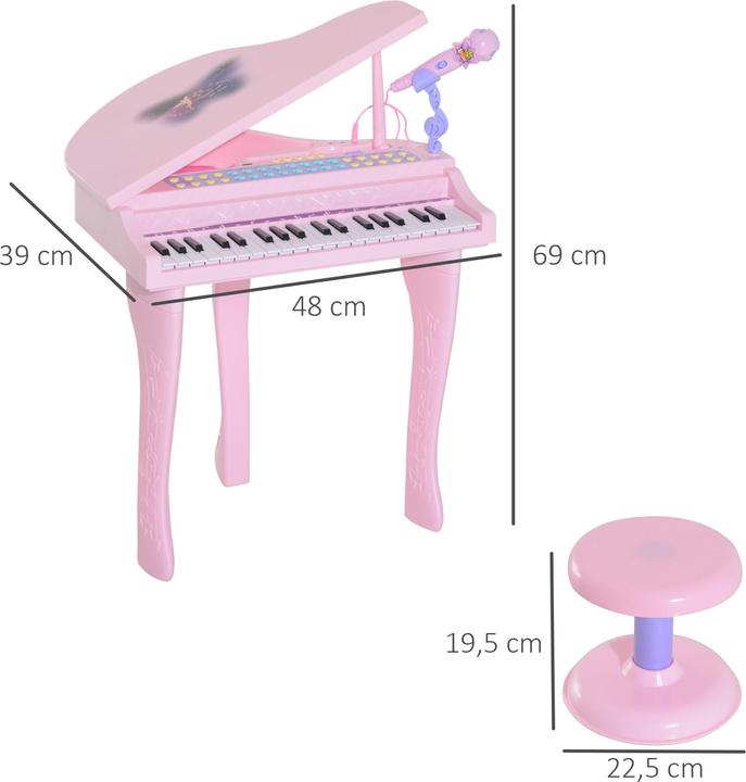 Actual product image Homcom Children's piano including stool (English)
