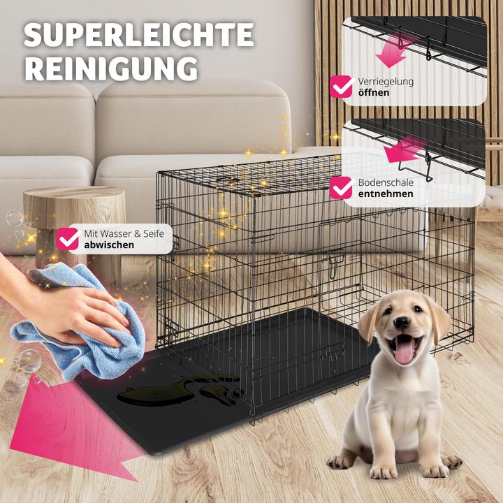 Immagine prodotto tectake Gabbia a griglia per cani Luna, pieghevole, con 2 porte (Cane, Pieghevole)
