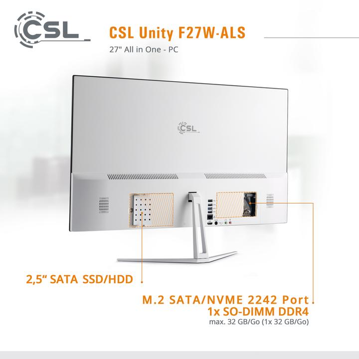 Immagine prodotto CSL PC All-in-One Unity F27W-ALS 512 GB 8 GB di RAM Win 11 Pro (Intel N200, 8 GB, 512 GB, Grafica Intel UHD)
