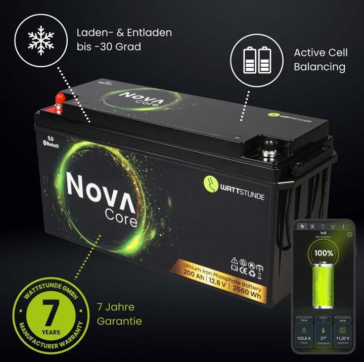 Produktbild Wattstunde Batterie NOVA Core 200 Ah LiFePO4 (12.80 V, 200 Ah)