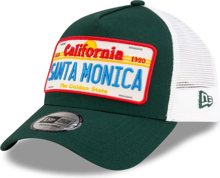 New Era Adjustable A-Frame Trucker Cap - SANTA MONICA green